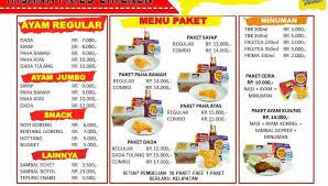 menu Franchise Hisana Fried Chicken